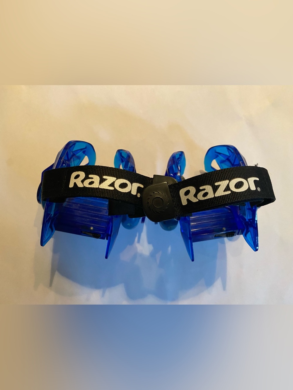 Razor Jetts Adjustable Heel Wheels Blue Strap On Roller Skates Kids Barely Used